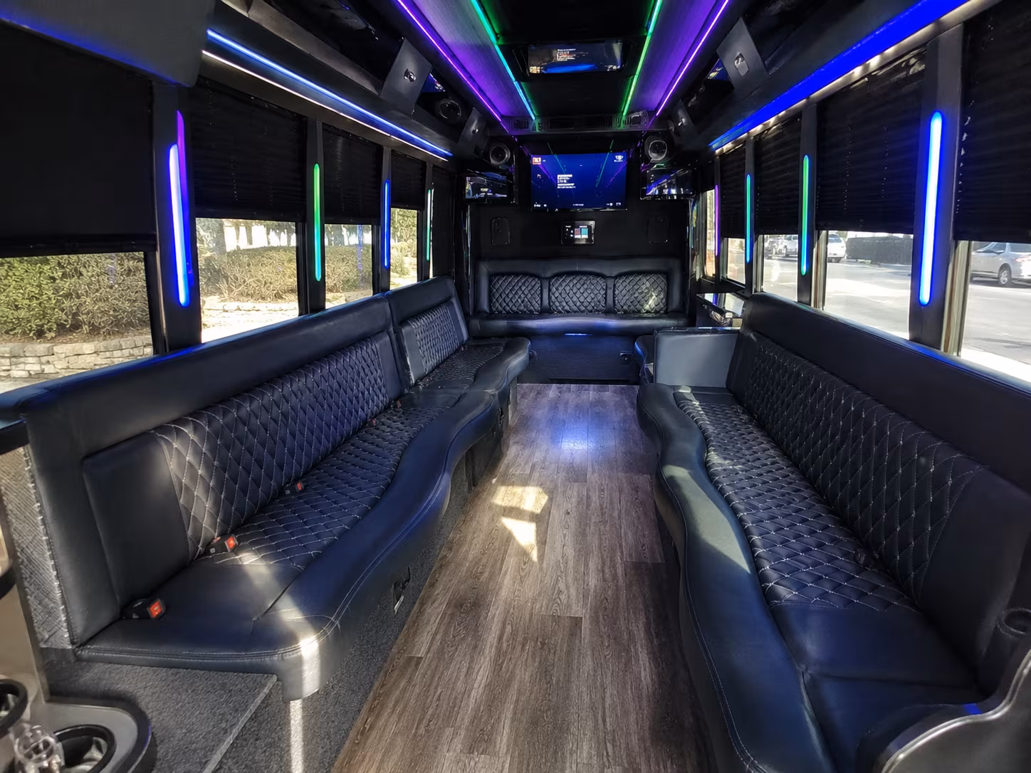 commerce 15 passenger party bus interior