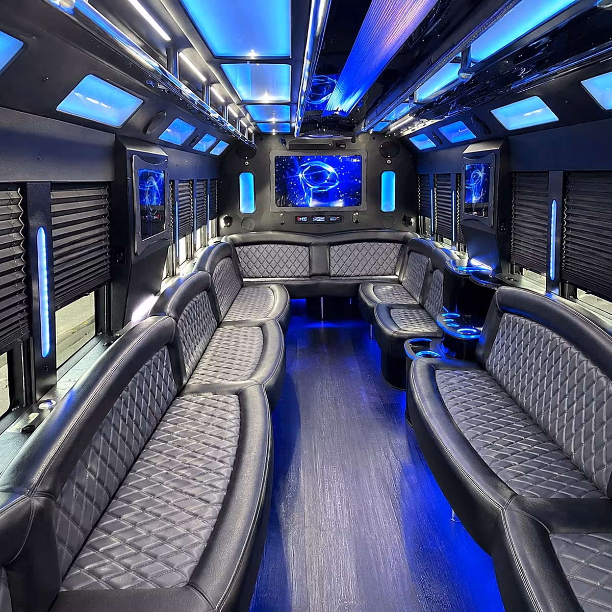 commerce 50 passenger party bus interior