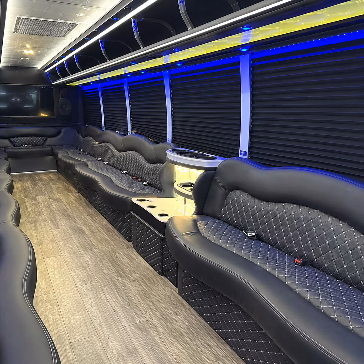 commerce party bus rental interior