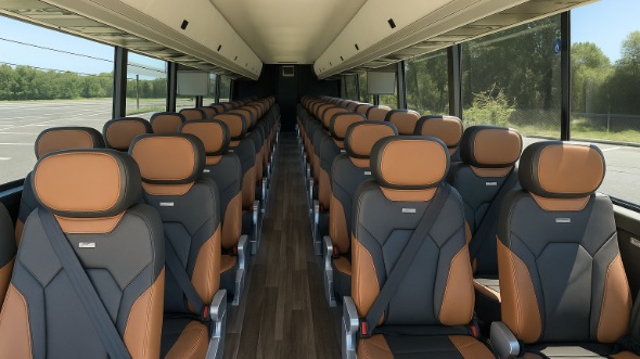 commerce 54 passenger charter bus inside
