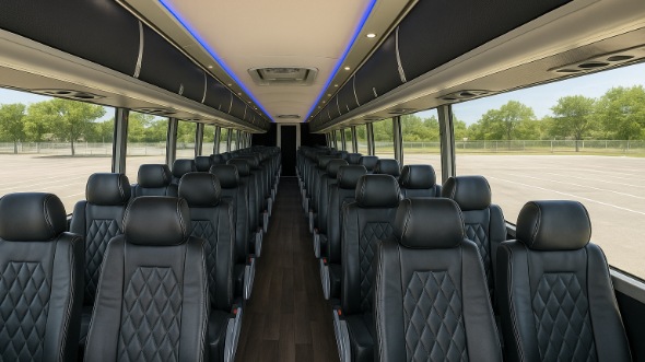 commerce 56 passenger charter bus inside