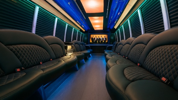 commerce party bus rental interior