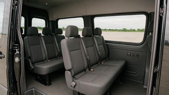 Interior of Charter Bus Company Novi's Sprinter Van Rental With Driver in Novi